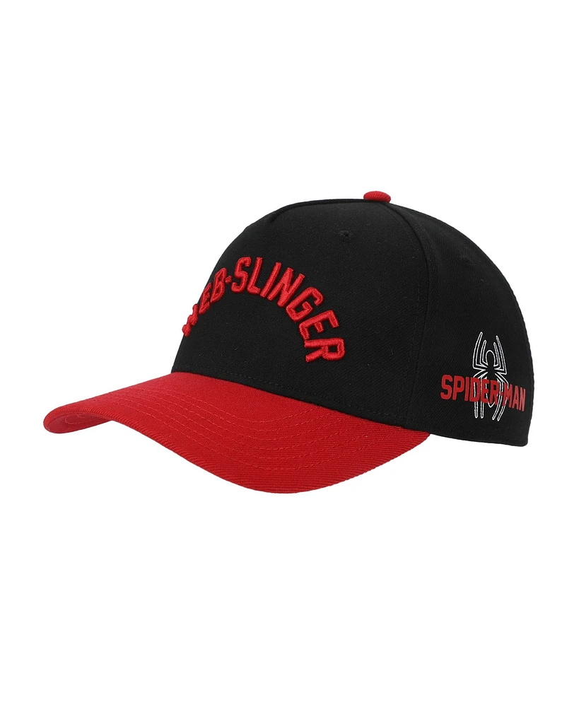 Marvel Men's Ultimate Spider-Man Web Slinger Black & Red A-Frame Snapback Hat