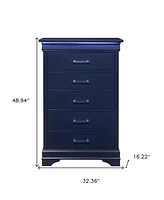Solid Wood Five-Drawer Chest with Led Lighting for Bedroom Storage