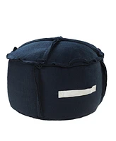 Round Patchwork Pouf Ottoman for Indoor and Outdoor Seating