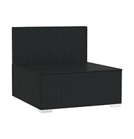 3 Seat Patio Sofa with Cushions Black Poly Rattan