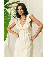 The Good Journey Women's Flutter-Sleeve Tie-Back Maxi Dress