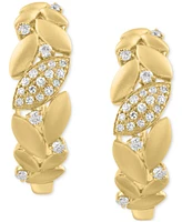 Effy Diamond & Polished Navette Small Hoop Earrings (1/5 ct. t.w.) in 14k Gold, 0.7"