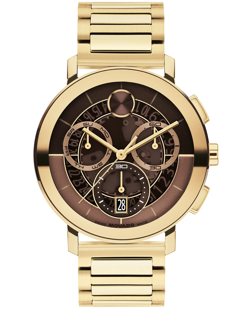 Movado Men's Bold Evolution 2.0 Swiss Quartz Chrono Ionic Plated Light Gold Steel Watch, 42mm