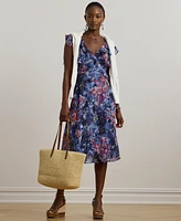 Lauren Ralph Women's Print Ruffle-Trim Georgette Midi Dress