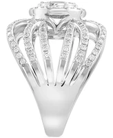 Effy Diamond Round & Baguette Openwork Statement Ring (3/4 ct. t.w.) in 14k White Gold