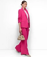 Dkny Petite Aero Crepe Scrunch Sleeve Notch Collar Aero Crepe Mid Rise Wide Leg Pants