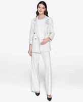 Kalr Lagerfeld Paris Women's Striped Double-Breasted Jacket
