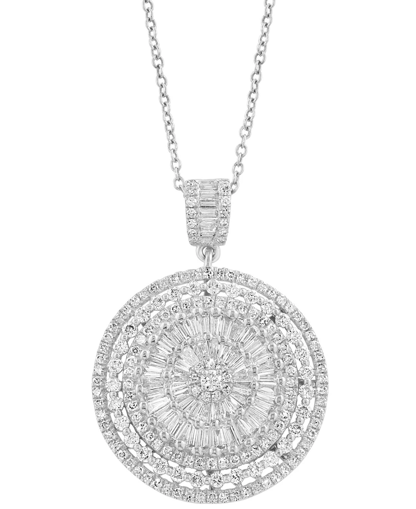 Effy Diamond Round & Baguette Sunburst Cluster 18" Pendant Necklace (1-1/2 ct. t.w.) in 14k White Gold