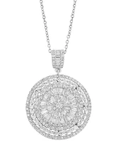 Effy Diamond Round & Baguette Sunburst Cluster 18" Pendant Necklace (1-1/2 ct. t.w.) in 14k White Gold