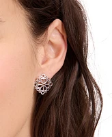 kate spade new york Silver-Tone Spade Flower Lace Stud Earrings