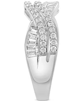 Effy Diamond Round & Baguette Curved Crossover Ring (5/8 ct. t.w.) in 14k White Gold