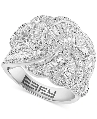 Effy Diamond Round & Baguette Curved Cluster Statement Ring (1-1/2 ct. t.w.) in 14k White Gold