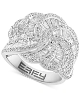 Effy Diamond Round & Baguette Curved Cluster Statement Ring (1-1/2 ct. t.w.) in 14k White Gold