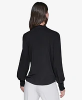 Karl Lagerfeld Paris Women's Blouson-Sleeve Button-Front Blouse