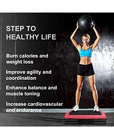 Red Adjustable Aerobic Stepper with Risers