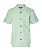 Univibe Big Boys Cutler Tonal Embossed Floral Print Short Sleeve Woven Shirt