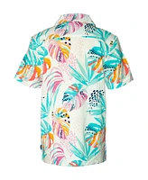 Univibe Big Boys Leopard Floral Print Short Sleeve Woven Shirt