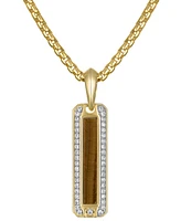 Bulova Men's Marine Star Gold-Tone Sterling Silver Tiger's Eye & White Topaz Pendant Necklace, 24" + 2" extender