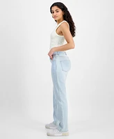 Dollhouse Juniors' High-Rise Baggy Straight-Leg Jeans
