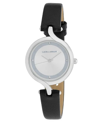 Laura Ashley Women's Quartz Black Leather Watch, 30mm