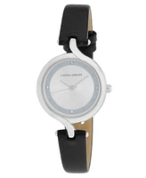 Laura Ashley Women's Quartz Black Leather Watch, 30mm