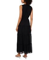 1.state Women's Split-Neck Sleeveless Maxi Dress