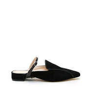 Alterre Women's Black Suede Twiggy Customizable Pointed Loafer Slides