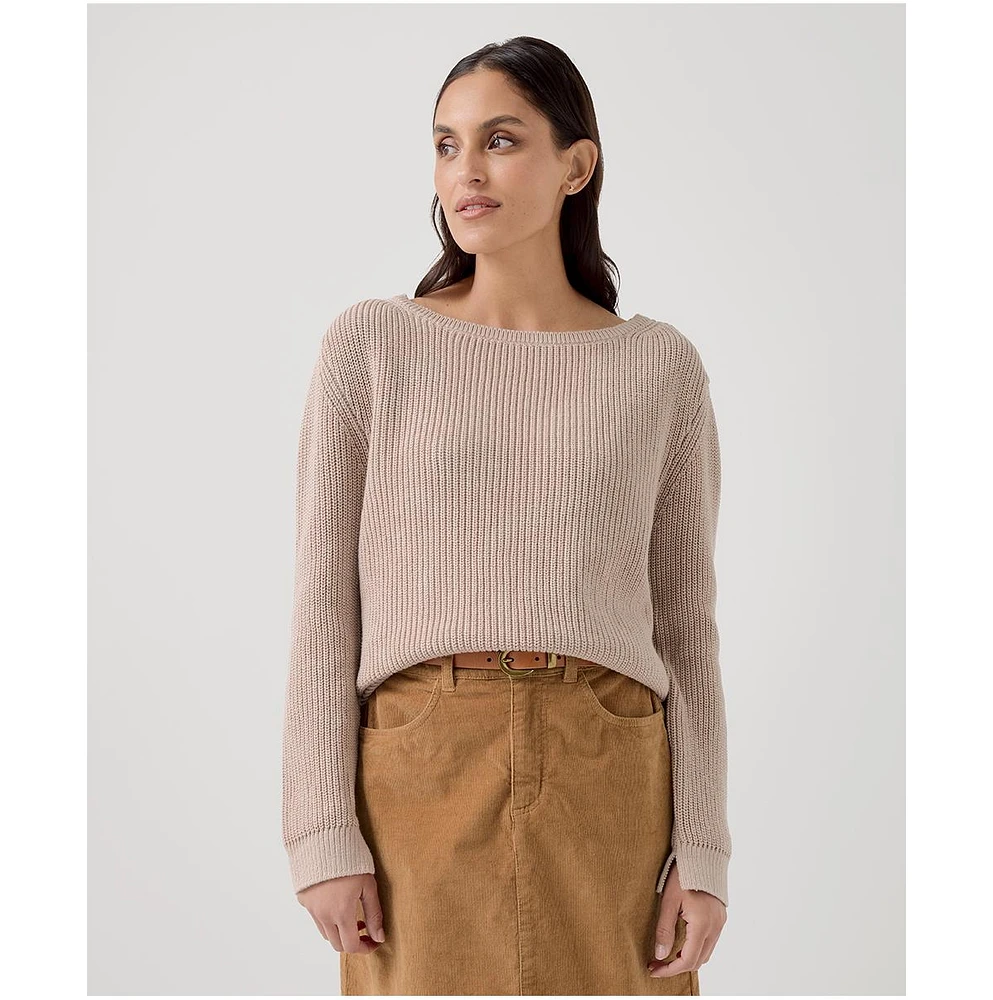 Pact Women's Organic Cotton Luxe Knit Boatneck Sweater