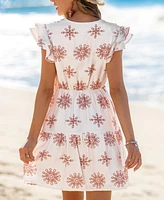 Cupshe Women's Just Peachy Ornate Mini Beach Dress