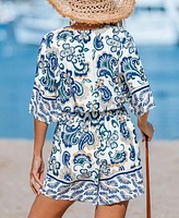Cupshe Women's Boho Chic Floral Print Beach Romper with Belt
