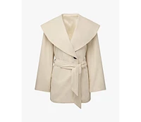 WeWoreWhat Women's Shawl Collar Wool Coat