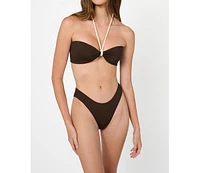WeWoreWhat Women's Rope Tie Halter Bikini Top