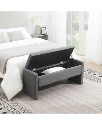 Modern Bed End Bench with Storage and Upholstery