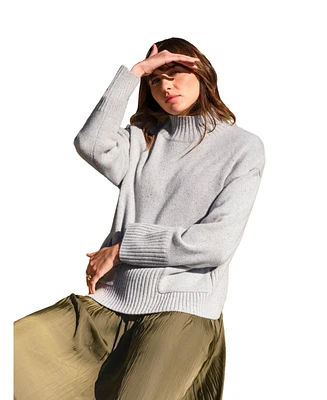 Celtic & Co. Women's Flecked Patch Pocket Funnel Neck Sweater