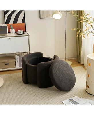 Cozy Boucle Storage Ottoman: Stylish Comfort with Hidden Storage
