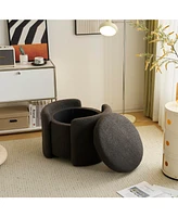 Cozy Boucle Storage Ottoman: Stylish Comfort with Hidden Storage