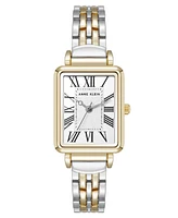 Anne Klein Women's Quartz Rectangular Roman Numeral Two-Tone Metal Alloy Watch, 23mm