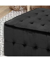 Extra Large Tufted Square Cocktail Ottoman, Upholstered in Soft Velvet, Perfect for Extra Seating, a Comfortable Footrest, or a Stylish Coffee Table A