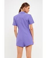 endless rose Women's Short Sleeve Blazer Romper