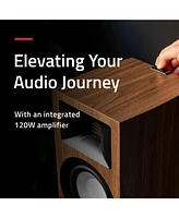 Fluance Ri71 Reference Stereo Powered Bookshelf Speakers with High Performance Amt Tweeters, 5" Drivers, 120W Amplifier for Music, Turntable, Tv, Pc