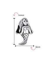 Bling Jewelry Tropical Vacation Nautical Sea Siren Mermaid Charm Bead Oxidized .925 Sterling Silver