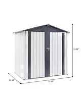 Mondawe 6X4X6Ft Garden Metal Outdoor Storage Shed Outdoor Storing Tools Rainproof Hinge Door Version