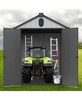 Mondawe 68Ft Resin Plastic Outdoor Storage Shed For Backyard Garden Big Spire Tool Storage