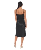 Bebe Women's Scoop Neck Satin Midi Dress