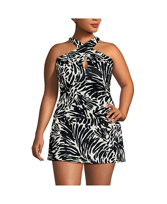 Lands' End Plus Criss Cross Halter Tankini Top