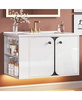 30" Bathroom Vanity with Sink, Floating Bathroom Sink Cabinet