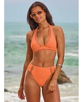 Becca Womens Modern Edge Bikini Top High Waist Bottoms