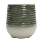 LuxenHome Emerald Ribbed Top with Ivory Bottom 19.88" Tall Resin Fountain with Lights