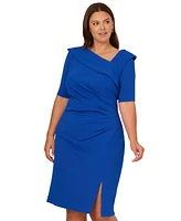 Adrianna Papell Plus Asymmetric-Neck Sheath Dress
