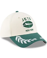 New Era Men's Cream/Green York Jets 2025 Nfl Draft 39THIRTY Flex Hat